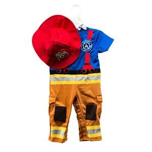 Baby 6-12M Fire Fighter Costume One Piece Short Sleeve Pretend Play Career Day
